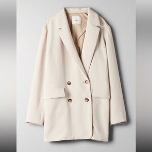 Wilfred Cherrelle Aritzia Pink Double-Breasted Linen Blazer